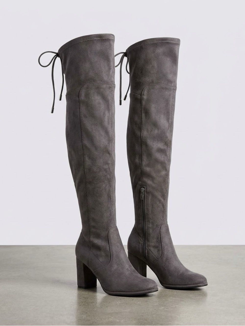 Marc Fisher Gray Over-The-Knee Suede Block Heel Boots Size 8M NWOT